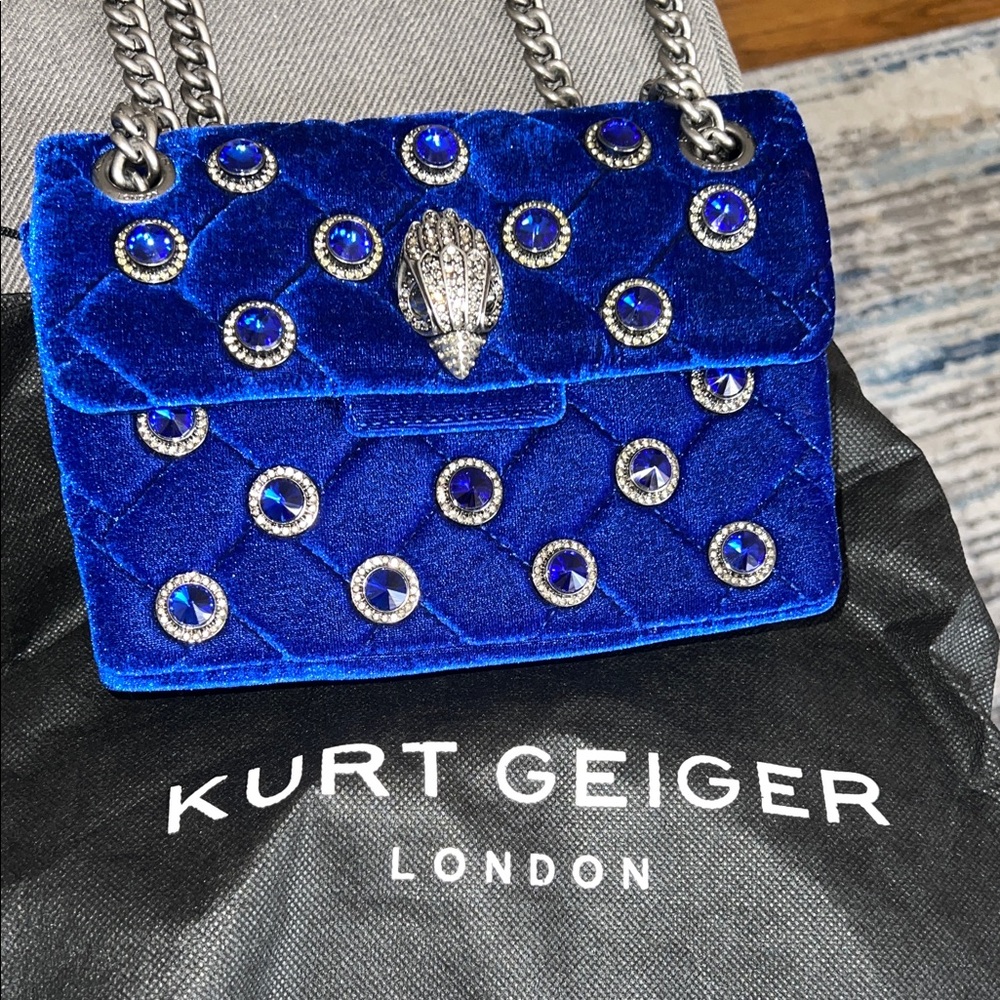 Kurt Geiger Royal Blue Velvet Mini Bag